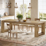 Tribesigns 86.61-Inch Dining Table for 6-8 People, Modern Narrow Long Kitchen Table with Pedestal Base, Farmhouse Extra Long Rectangular Dining Room Furniture, 27.56 x 86.61 x 29.53 Inches, Oak Tribesigns