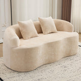 KEIKI 66.93" Cloud Sofa, Curved Loveseat Couch with Round Armrest, Compression Seat for Living Room, Guest, Bedroom, No Assembly Required, Beige KEIKI