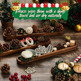 Thyle 2 Set Small Dough Bowls 12 x 1.7 x 1 Inch Wood Tray Hand Carved Narrow Decorative Bowl Canoe Style Long Tray for Candle Making Rustic Table Centerpiece Home Display Accessories Thyle