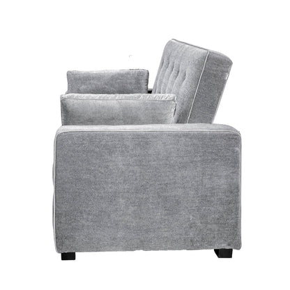 Lifestyle Solutions Ainsley Full Size Convertible Loveseat, Light Grey