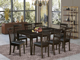 East West Furniture HECA9-CAP-LC 9 Piece Kitchen Table Set Includes a Rectangle Dining Table with Pedestal and 8 Faux Leather Upholstered Dining Chairs, 42x72 Inch, Cappuccino East West Furniture