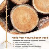 Cozivolife Kid's Coat Rack Stand Beech Wood Clothes Tree, Height Adjustable Freestanding Child Jacket Holder with 9 Hooks, Hanging Hats and Handbags, Hallway, Entryway,Bedroom, Easy Assembly (Natural) Cozivolife