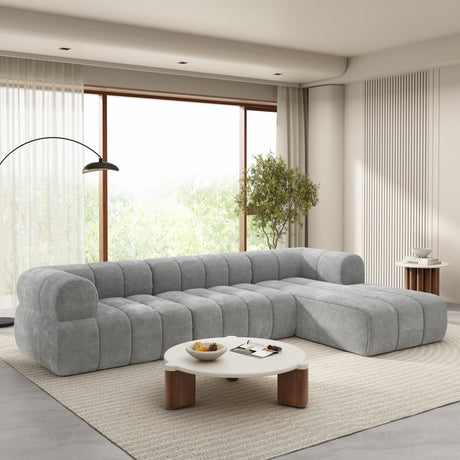 Christopher Knight Home Mania 122" Modular L-Shape Sofa Couch with Chaise Lounge, Modern Sectional Sofa Set for Living Room, Boucle Fabric Upholstered Cloud Couch with Deep Seat, Gray Christopher Knight Home