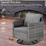 HOOOWOOO 10 Piece Patio Sectional Furniture Set with Swivel Rocking Chairs,Modern Wicker Outdoor Conversation Sofa Sets,Weather Resistant Modular L Shaped Outside Couch Set(Charcoal Grey) HOOOWOOO