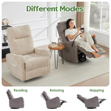 AYEASY Oversized Recliner Chair, Leather Swivel Rocking Chair Reclining with Phone Holder, Ergonomic Lazy Boy Fabric Sofa Chair with Lumbar Support, Manual Glider Chair for Living Room, RV, Grey AYEASY