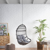 Hanging Chair with 8FT Chain, Egg Swing Chair Without Stand Outdoor Indoor, Wicker Rattan Hammock Egg Swing Chair with Hanging Chain, Ideal for Patio, Porch, Garden, Grey Ibraccieni