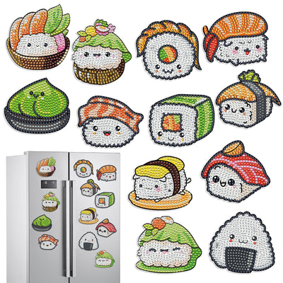 Sitsink Sushi Diamond Art Magnets - Cute Food Theme Diamond Painting Refrigerator Stickers, 3D Gem Art Rhinestone Crafts Kit for Adult Women