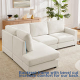 Mofolit 100“ L Shaped Couch with Reversible Chaise Sectional Sofa Corner Couches for Living Room,Apartment and Compact Spaces(Cream) Mofolit