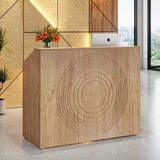 Tribesigns Reception Desk with Counter, Modern Front Desk Reception Room Table with Cable Grommet, 47 inch Retail Counter for Checkout, Lobby, Beauty Salon, Home Office Desk, Oak Tribesigns