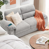 Ihanherry 71.5 Inch Loveseat Pillow-Armrest Sofa with USB/Type-C Charging Port, Modern 2-Seats Sofa for Living Room & Bedroom, Removable Medium Firm Cushion, Breathable Chenille Fabric, Grey Ihanherry