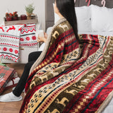 PAVILIA Premium Christmas Blanket Sherpa Fleece Throw| Plush Christmas Decoration, Reindeer, Cozy Reversible Winter Holiday Cabin Blanket for Sofa Couch 50x60 PAVILIA