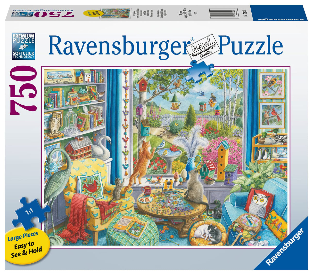 Ravensburger - The Bird Watchers | 750 Piece Large Format Jigsaw Puzzle | Unique Softclick Technology | Vibrant Imagery | Forest Stewardship Council Certified Ravensburger