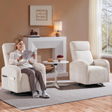 Yaheetech 360° Swivel Glider Chair for Nursery, Rocking Chair Nursing Chair with Side Pockets, Corduroy Glider for Living Room with High Back Beige Set of 2 Yaheetech