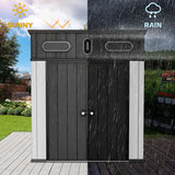 DWVO 6x6 FT Outdoor Storage Shed, All-Weather Resin Garden Tool Shed with Floor & Lockable Door, Plastic Outside Tool Garden Shed with Windows & Vents for Backyard Garden Patio Lawn, Black&Gray DWVO