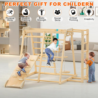 Jungle Gym, Toddler Climbing Toys, Indoor Playground Climbing Toys for Toddlers, Montessori Style Playground Sets for Backyards with Slide, Climbing Wall, Rope Wall Climber, Monkey Bars, Swing