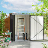 Outsunny 3.3' x 3.4' Outdoor Storage Shed, Metal Garden Tool House with Sloping Roof and Lockable Door for Backyard, Bike, Patio, Garage, Lawn, Gray Outsunny
