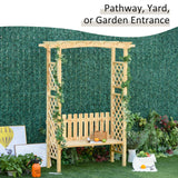 Outsunny Wooden Garden Arbor for Climbing Plants with Garden Bench, Garden Arch to Grow Grapes & Vines, Patio Decor & 2-Person Outdoor Wood Decorative Seating, Natural Outsunny
