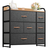 DWVO Fabric Dresser with 7 Drawers, Black Dresser & Chest of Drawers, Storage Tower with Large Capacity, Organizer Unit for Bedroom, Living Room & Closets DWVO