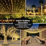 200 FT 500 LED Christmas Lights Outdoor Decorations Super Long Fairy Lights Waterproof 8 Modes Timer Clear Wire String Lights for Outside House Tree Patio Yard Wedding Party Holiday-Warm White JXLEDAYY
