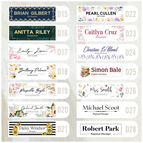 Acrylic Desk Name Plate Personalized with Wooden Base - 28 Backgrounds - Custom Name Plate for Desk, Office Decor, Teacher Appreciation Gifts Brd Gifts