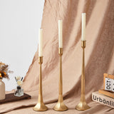 Denique Iron Taper Candle Holder Set of 3, Gold Candlestick Holders Decorative Candle Stand, Tapered Candle Holders Tall Set for Wedding, Dining Table, Home Decoration (Gold) Denique