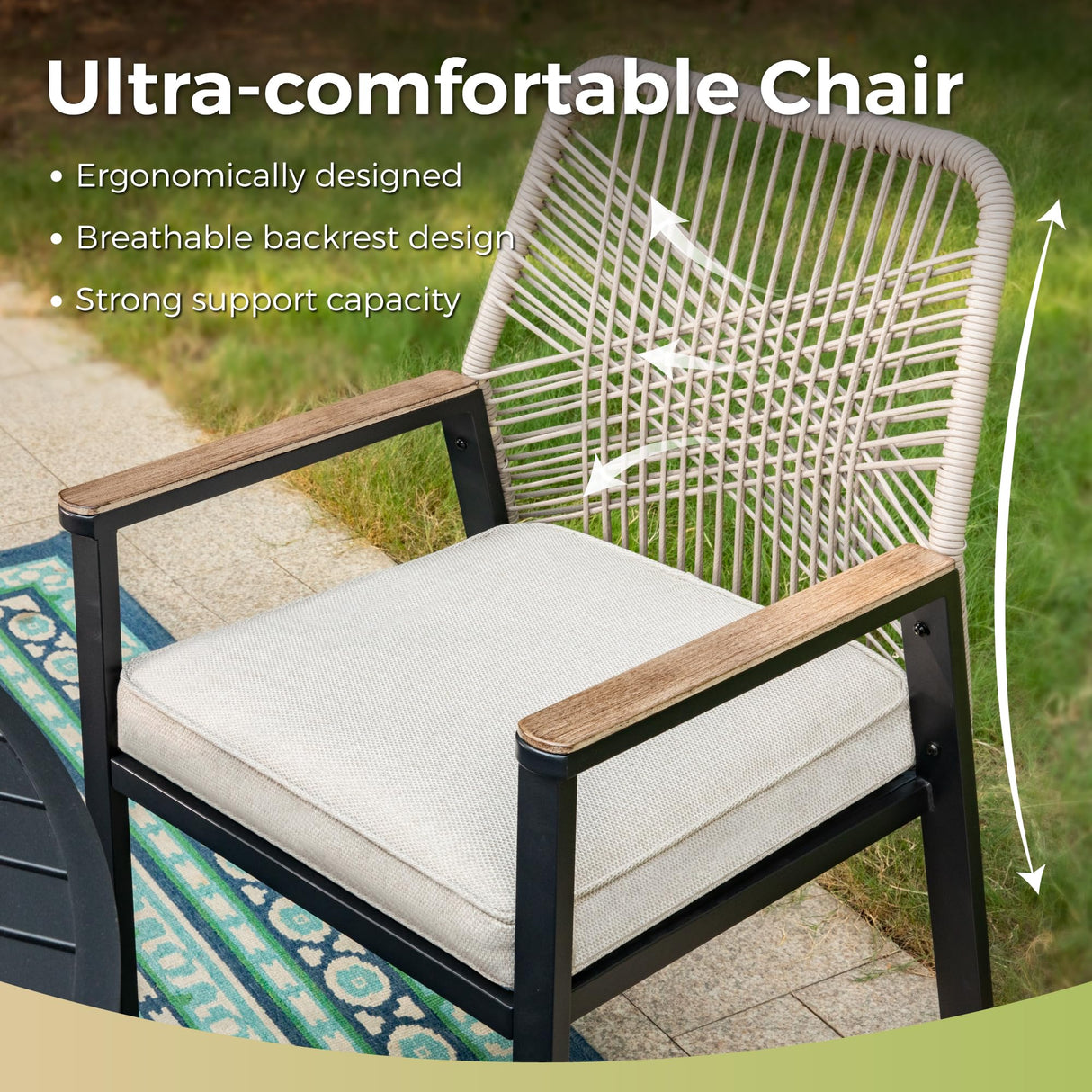 MIXPATIO 9 Pieces Outdoor Dining Set for 8, Patio Dining Set Wicker Rattan Chairs with Soft Cushion and Square Table with Umbrella Hole, Wicker Patio Table and Chairs for Backyard Porch MIXPATIO