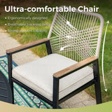 MIXPATIO 9 Pieces Outdoor Dining Set for 8, Patio Dining Set Wicker Rattan Chairs with Soft Cushion and Square Table with Umbrella Hole, Wicker Patio Table and Chairs for Backyard Porch MIXPATIO