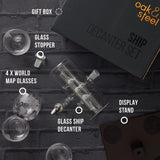 Oak & Steel - 35oz/ 1000ml Ship Whiskey Decanter - Decanter Set for Men - Whiskey Dispenser - Liquor Dispenser Set with 4 Glasses for Whiskey, Bourbon, Tequila - Gifts for Men & Husband OS Oak & Steel ENGLAND