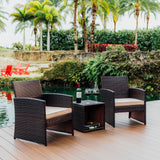 Nestl Wicker Outdoor Furniture Set - 3 Piece Patio Bistro Set (Brown/Beige) Nestl