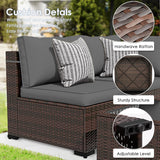 Amopatio 9 Pieces Patio Furniture Set All Weather Outdoor Sectional Sofa, Outdoor Modern Sectional Furniture Wicker Couch with Glass Coffee Table, Thicken Grey Cushions, Waterproof Cover Amopatio
