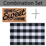 Home Sweet Home Doormat Set, 2-Piece Layered Front Porch Mat Combo, Natural Coir Welcome Mat with Black and White Buffalo Plaid Rug, Farmhouse Outdoor Entryway Decor for Porch, Patio, Home Homydecor