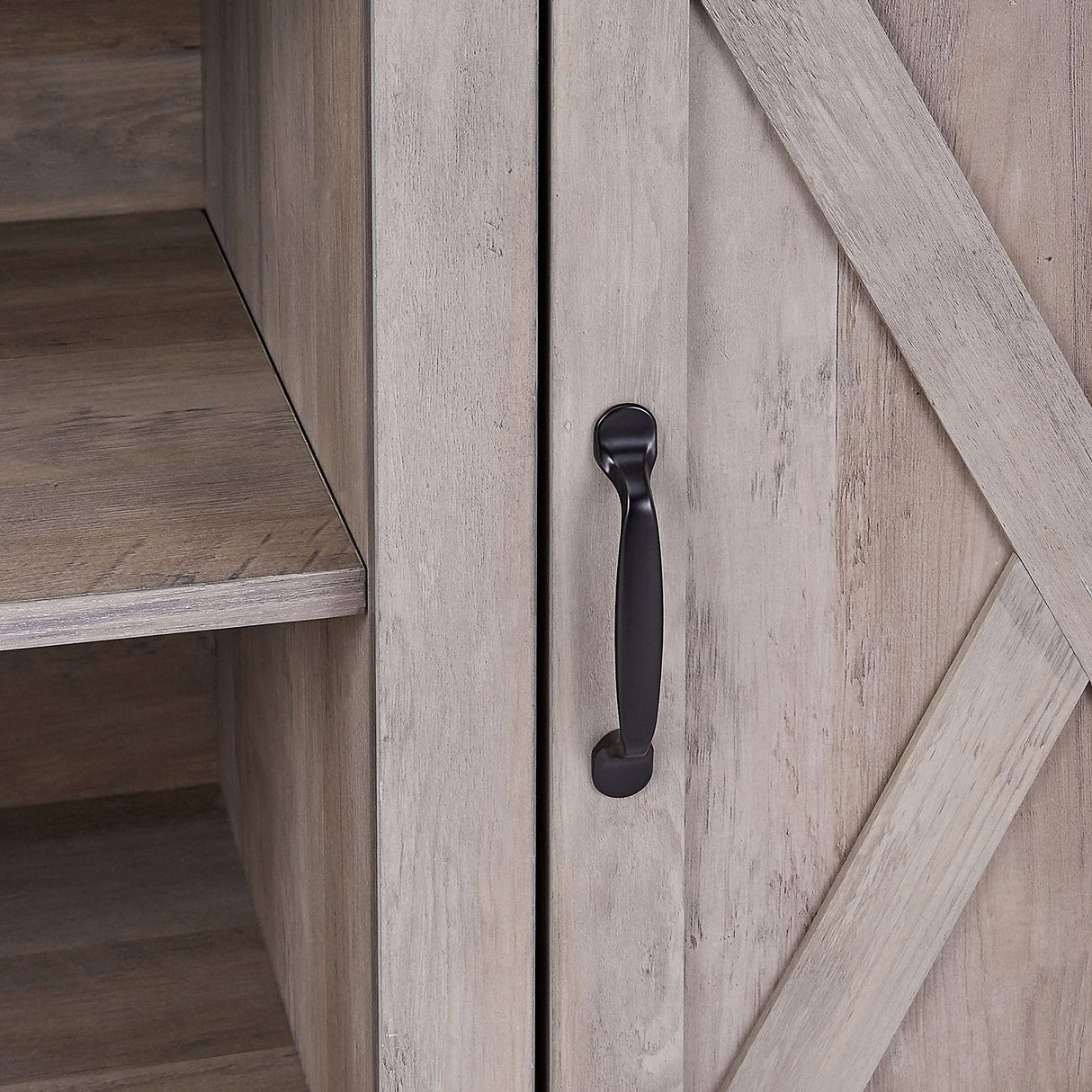 ROCKPOINT 58inch Barn Door TV Stand Entertaiment Media Console Center Industrial Style , Grey Wash ROCKPOINT