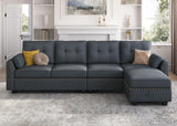 HONBAY Convertible Sectional Sofa L Shaped Couch Reversible Sectional for Small Apartment, Bluish Grey HONBAY