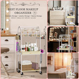 Xubialo Makeup Organizer Cart with Wood Drawers, Rolling Jewelry Holder Organizer and Storage- Hair Dryer Holder Hair Tool Organizer Jewelry Armoire Xubialo