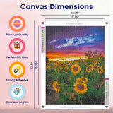 Modern Merch Sunflower Diamond Art Kits for Adults, Sunset Landscape 5D Diamond Painting for Adults, DIY Sunflower Wall Art Cross Stitch Kits, Full Round Drill 12x16in Modern Merch