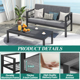 GARTOO Outdoor Aluminum Furniture Set - 5 Pieces Patio Conversation Sofa Sets with Upgraded Removable Cushion, Outside Sectional Sofas Sets with Coffee Table for Balcony, Backyard, Patio, Poolside GARTOO