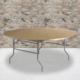 Flash Furniture 6-Foot Round HEAVY DUTY Birchwood Folding Banquet Table with METAL Edges Flash Furniture