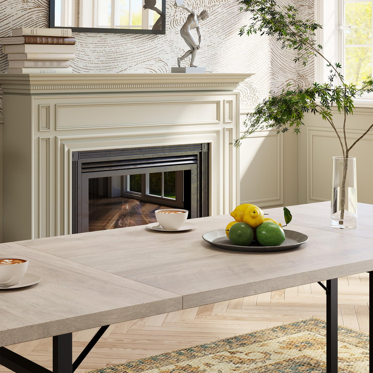 IDEALHOUSE Dining Table, Rectangular Wooden Kitchen Table for 6 70.87”, Vintage Design, Industrial Farmhouse Kitchen Sets for Dining Room, Home Office, Living Room, Easy Assembly, Gray IDEALHOUSE