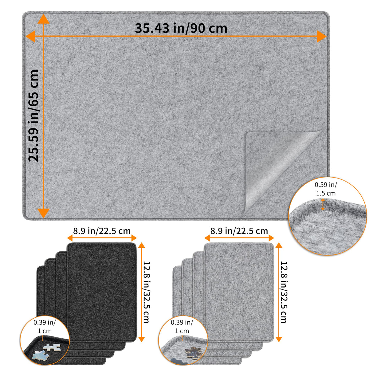Lavievert Jigsaw Puzzle Board with 8 Sorting Trays & Cover, Portable Puzzle Mat, Lightweight Felt Puzzle Plateau for Adults, Large Puzzle Table Storage Holder for Up to 1500 Pieces - Light Gray LAVIEVERT