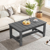 SERWALL Outdoor Coffee Table, HDPE Patio Coffee Table for Outside, Grey SERWALL