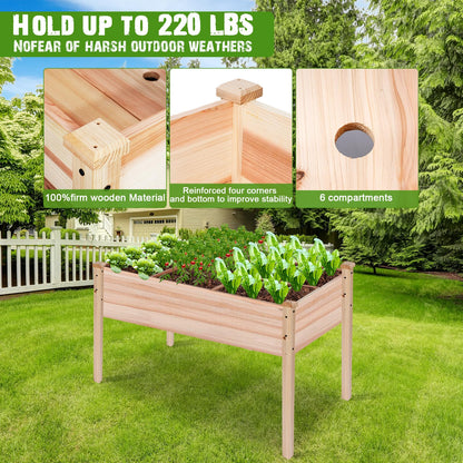 Barydat 2 Pcs Raised Garden Bed with Legs 48 x 24 x 30 Inches Elevated Fir Wood Planter Box 220lb Capacity Standing Growing Bed with 1 Set of Tool for Backyard Patio Balcony Vegetable Flower  - WoodArtSupply