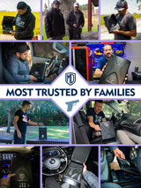 MD MADOATS Car Gun Safe, Portable Biometric Safes for Pistols with Cable, Fingerprint & Keypad & Key Access Handgun Lock Box for Vehicle Travel Home (Leather Logo) MD MADOATS