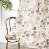 MYSKY HOME Floral Linen Curtains 84 inch Length 2 Panels Set Fall Patterned Semi Sheer Light Filtering Privacy Farmhouse Grommet Drapes for Living/Dining Room, Yellow, W52 x L84, Pack-2 MYSKY HOME