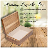 Lignotie Memory Keepsake Box - Large Wooden Box with Hinged Lid - Rustic Decorative Wood Storage Box with Chamois Leather Lining Lignotie