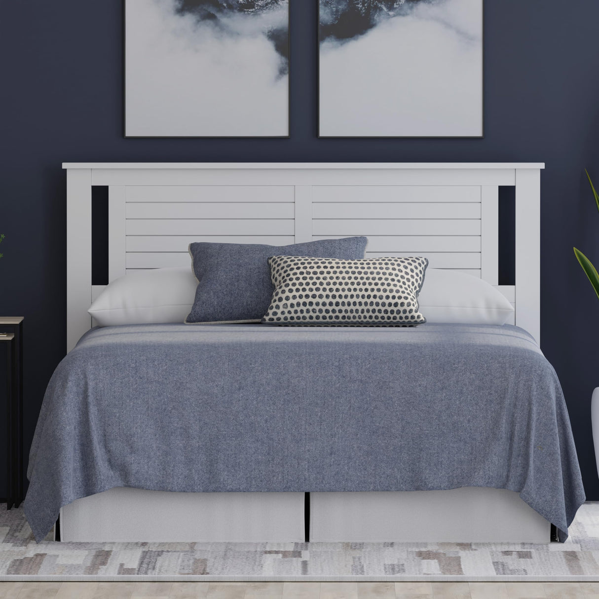 Serene Poplar Wood Queen Headboard, Modern Farmhouse Panel with Horizontal Scoring, Queen Size Headboard in White, Casual Coastal Style, Easy Assembly, Quality Materials ComfIQ