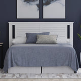 Serene Poplar Wood Queen Headboard, Modern Farmhouse Panel with Horizontal Scoring, Queen Size Headboard in White, Casual Coastal Style, Easy Assembly, Quality Materials ComfIQ