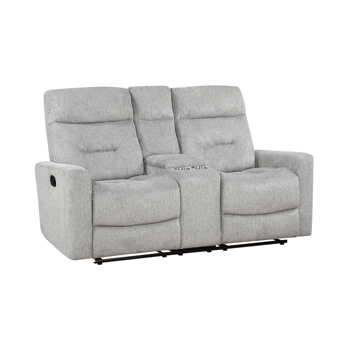 Lexicon Recliner Sofa for Living Room, Double Recliner RV Couch, Manual Wall Hugger Recliner Home Theater Seating Chenille Reclining Sofa, 58''W Loveseat with Center Console, Grey Lexicon