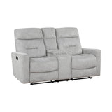 Lexicon Recliner Sofa for Living Room, Double Recliner RV Couch, Manual Wall Hugger Recliner Home Theater Seating Chenille Reclining Sofa, 58''W Loveseat with Center Console, Grey Lexicon