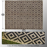 SAND MINE Reversible Mats with Led Strip Lights, Plastic Straw Rug, Modern Area Rug, Large Floor Mat for Outdoors, Patio, Backyard, Deck, Picnic, Camping, Black & Beige, 8' x 10' SAND MINE