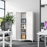 Fesbos Metal Storage Cabinet-61” Tall Steel File Cabinets with Doors and 4 Adjustable Shelves-White Steel Storage Cabinet for Home,Kitchen, School, Office, Garage Fesbos